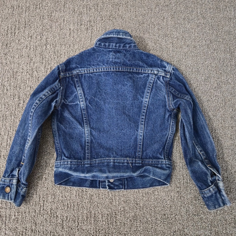 Vintage Lee Denim Jacket Youth 7 Trucker Blue 80s Dark Wash Jean Western - Picture 6 of 6